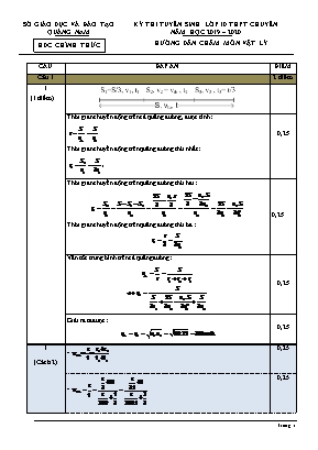 Đáp án đề thi tuyển sinh Lớp 10 THPT chuyên môn Vật lý - Năm học 2019-2020 - Sở giáo dục và đào tạo Quảng Nam